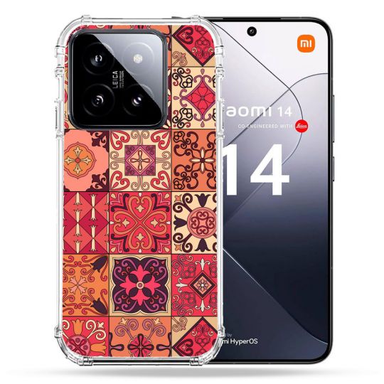 Coque Renforcée Pour Xiaomi 14 Texture Carreau Ciment Rouge