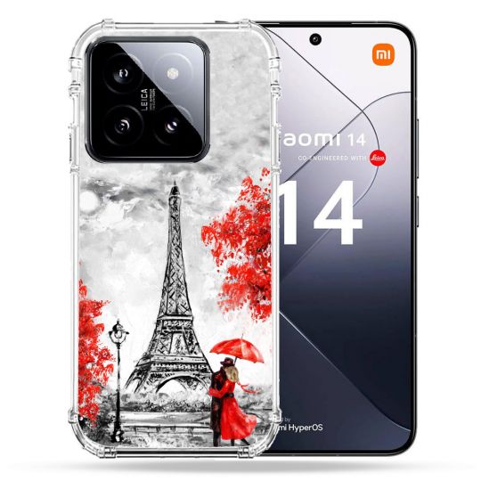 Coque Renforcée Pour Xiaomi 14 Voyage France Paris Rouge