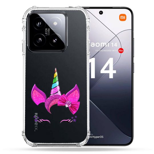Coque Renforcée Transparente Pour Xiaomi 14 Licorne Paillette