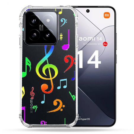 Coque Renforcée Transparente Pour Xiaomi 14 Note Musique Colore