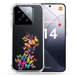Coque Renforcée Transparente Pour Xiaomi 14 Papillon Multicolore