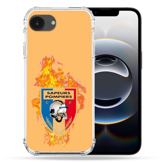 Coque Renforcée Transparente Pour Iphone 16e Pompier Feu