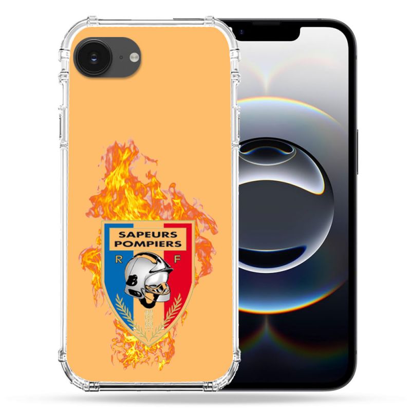 Coque Renforcée Transparente Pour Iphone 16e Pompier Feu