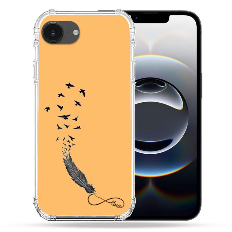 Coque Renforcée Transparente Pour Iphone 16e Plume Infini