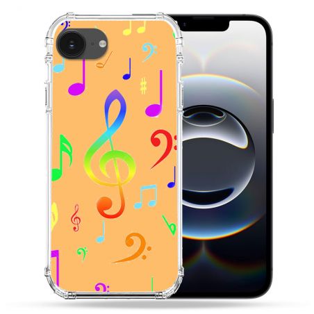 Coque Renforcée Transparente Pour Iphone 16e Note Musique Colore