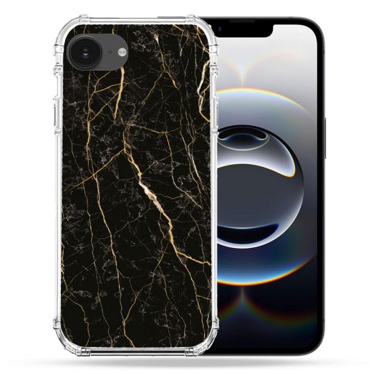 Coque Renforcée Pour Iphone 16e Texture Marbre Noir