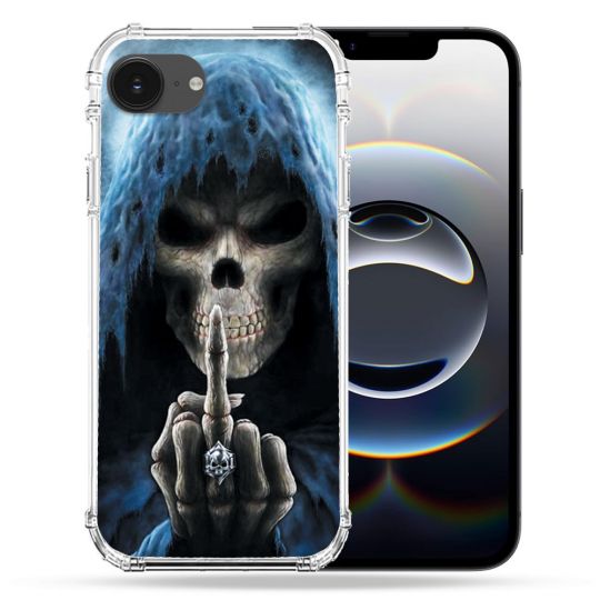 Coque Renforcée Pour Iphone 16e Tete de Mort Doigt