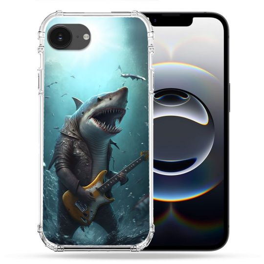 Coque Renforcée Pour Iphone 16e Musique Rock Requin
