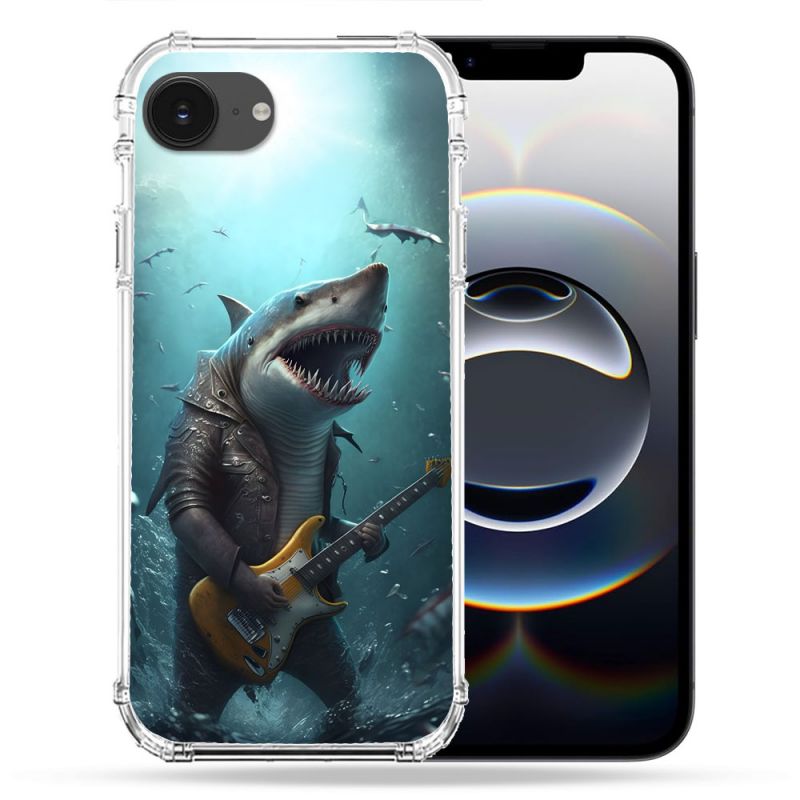 Coque Renforcée Pour Iphone 16e Musique Rock Requin