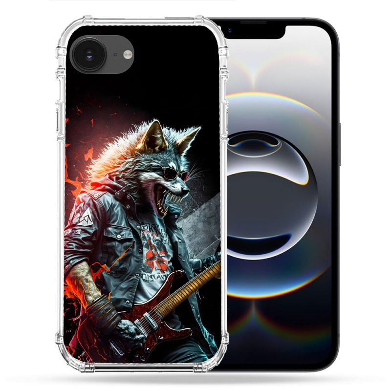 Coque Renforcée Pour Iphone 16e Musique Rock Loup