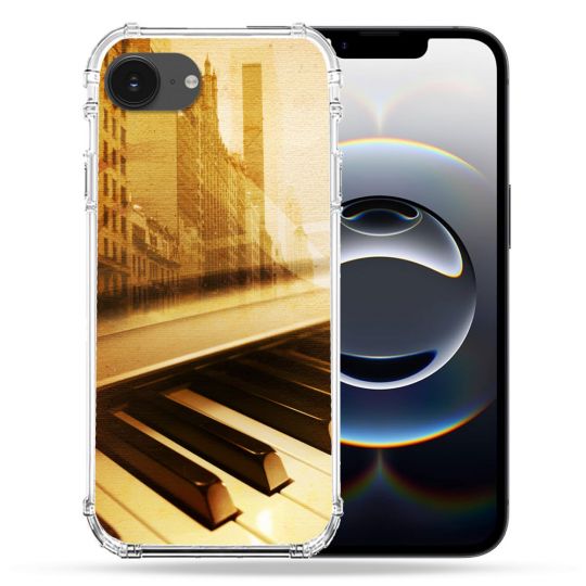 Coque Renforcée Pour Iphone 16e Musique Piano Retro