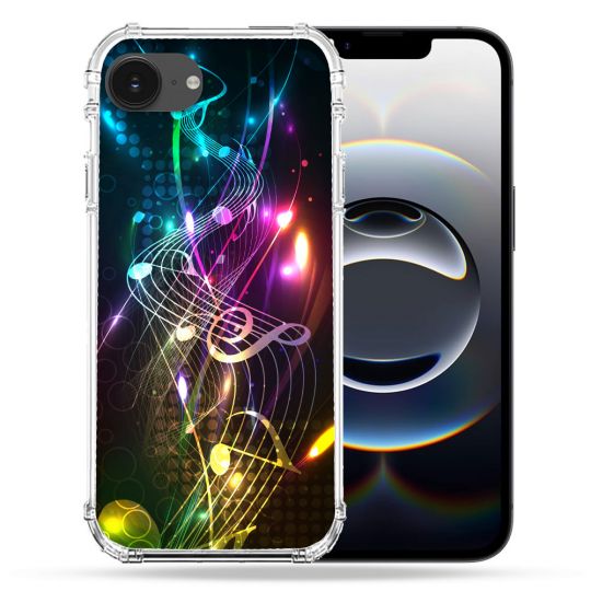 Coque Renforcée Pour Iphone 16e Musique Partition Multicolore