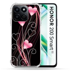 Coque Renforcée Pour Honor 200 Smart 5G Amour Coeur Rose Montant sur Noir