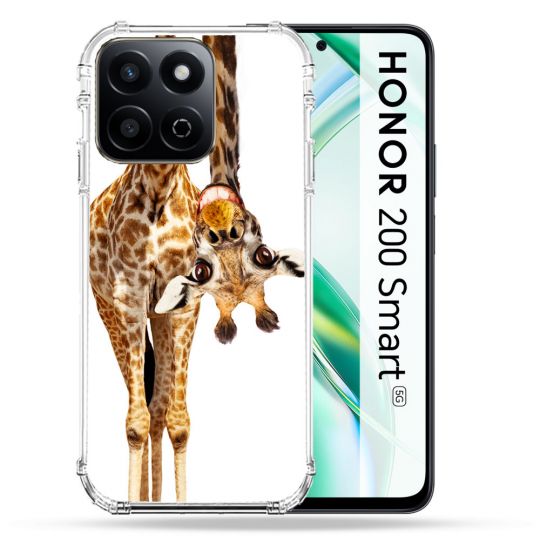 Coque Renforcée Pour Honor 200 Smart 5G Animal Girafe Blanche