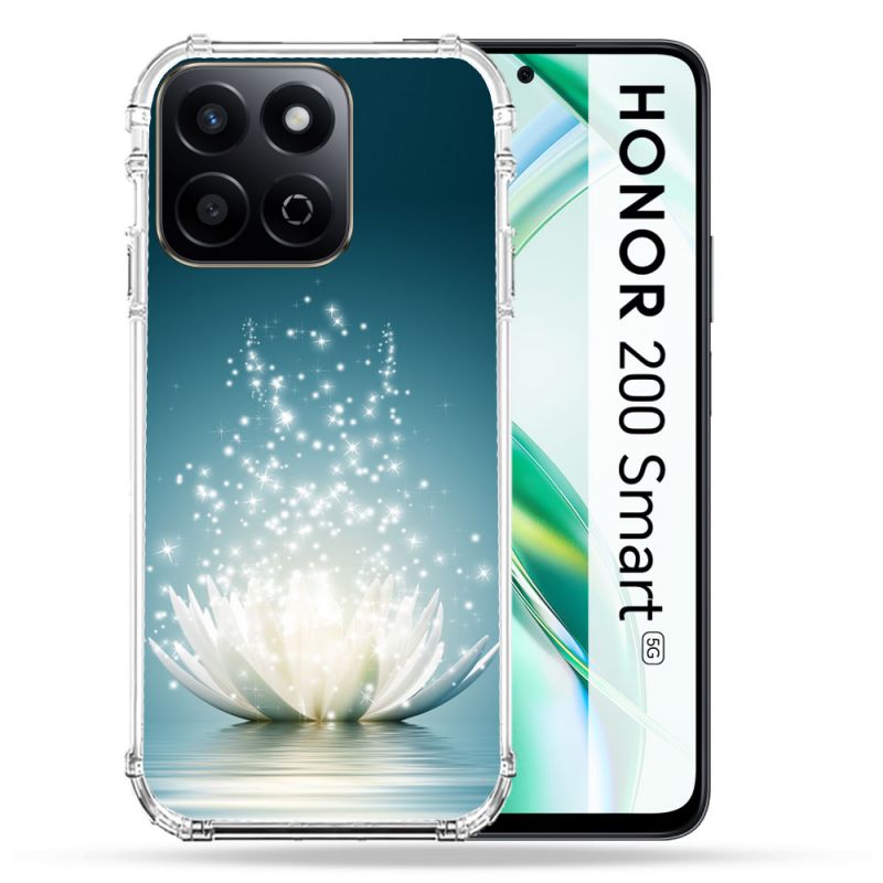 Coque Renforcée Pour Honor 200 Smart 5G Fleur Lotus Blanc