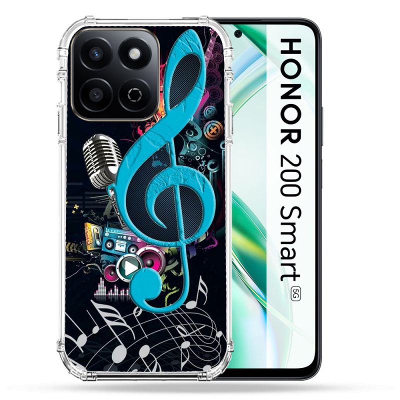 Coque Renforcée Pour Honor 200 Smart 5G Musique Cle Sol Bleu