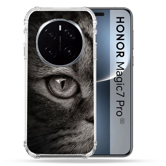 Coque Renforcée Pour Honor Magic 7 Pro Animal Chat Gris