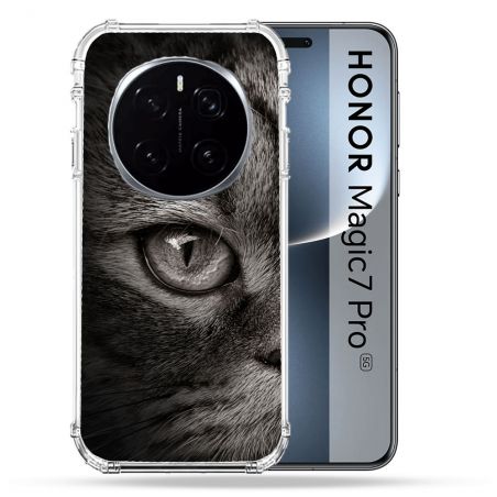 Coque Renforcée Pour Honor Magic 7 Pro Animal Chat Gris