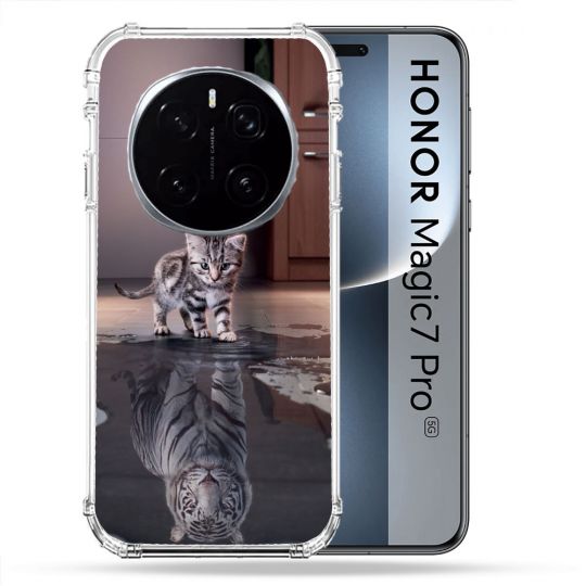 Coque Renforcée Pour Honor Magic 7 Pro Animal Chat Reflet