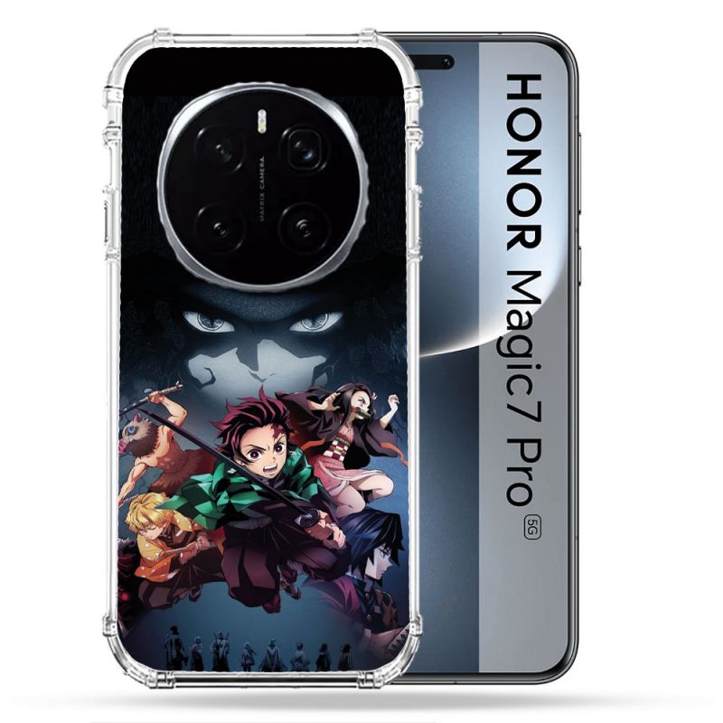 Coque Renforcée Pour Honor Magic 7 Pro Manga Demon Slayer Noir
