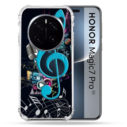 Coque Renforcée Pour Honor Magic 7 Pro Musique Cle Sol Bleu