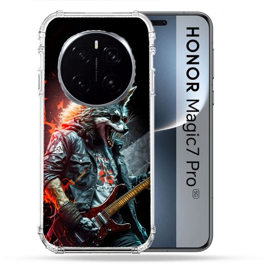Coque Renforcée Pour Honor Magic 7 Pro Musique Rock Loup