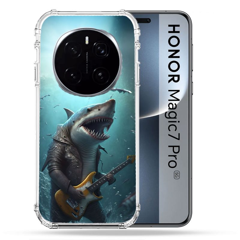 Coque Renforcée Pour Honor Magic 7 Pro Musique Rock Requin