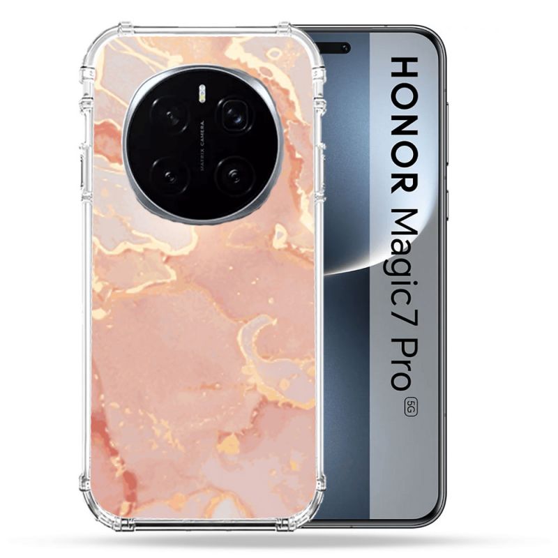 Coque Renforcée Pour Honor Magic 7 Pro Texture Marbre Rose