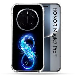 Coque Renforcée Pour Honor Magic 7 Pro Texture Plume Infini Bleu