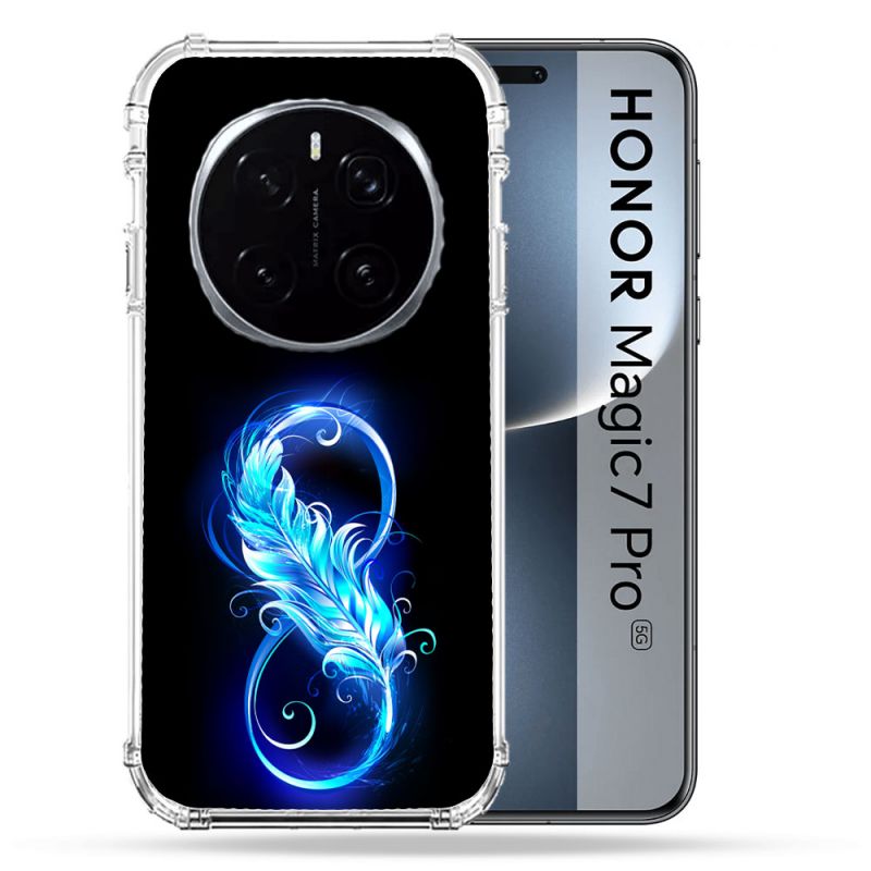 Coque Renforcée Pour Honor Magic 7 Pro Texture Plume Infini Bleu