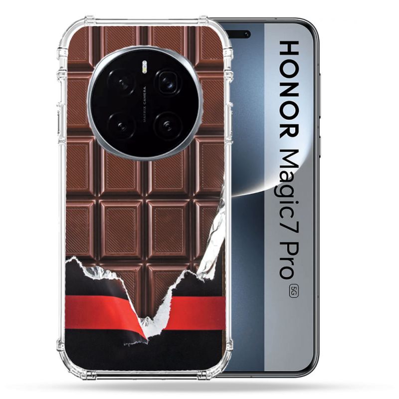 Coque Renforcée Pour Honor Magic 7 Pro Texture Trompe Oeil Chocolat