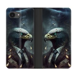 Housse Cuir Portefeuille Pour Iphone 16e Animal Aigle Business