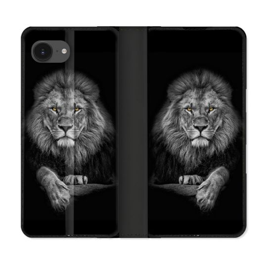 Housse Cuir Portefeuille Pour Iphone 16e Animal Lion Majestueux