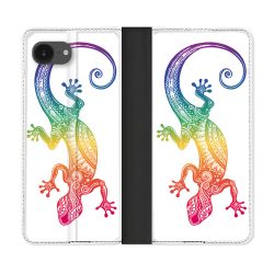 Housse Cuir Portefeuille Pour Iphone 16e Animal Salamandre Color