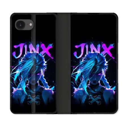 Housse Cuir Portefeuille Pour Iphone 16e Arcane Jinx Bleu
