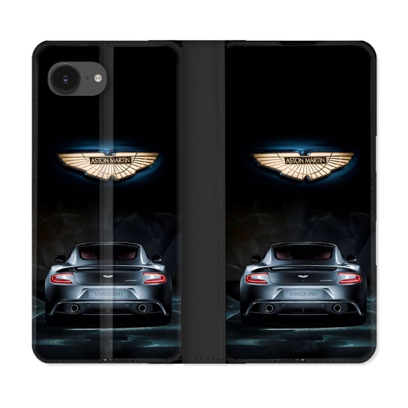 Housse Cuir Portefeuille Pour Iphone 16e Aston Martin