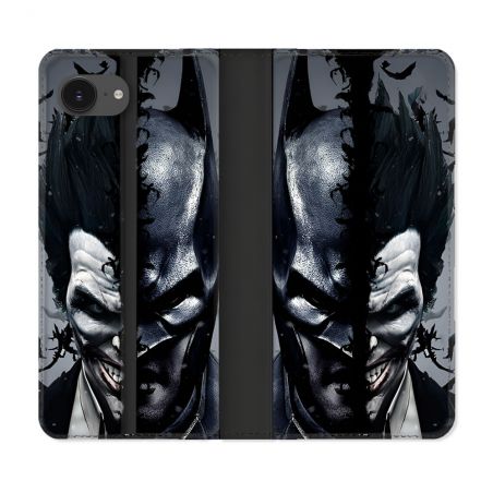 Housse Cuir Portefeuille Pour Iphone 16e Batman Joker