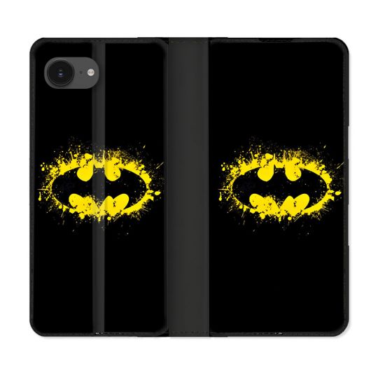 Housse Cuir Portefeuille Pour Iphone 16e Batman Logo