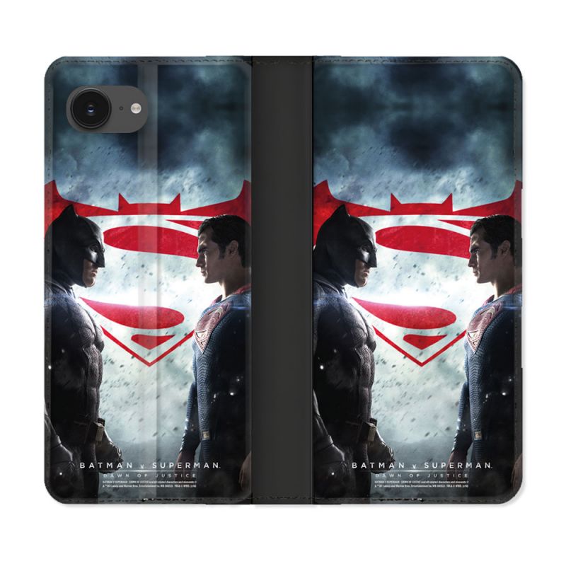 Housse Cuir Portefeuille Pour Iphone 16e Batman VS Superman