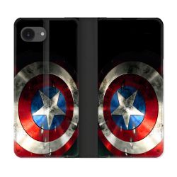 Housse Cuir Portefeuille Pour Iphone 16e Captain America Bouclier