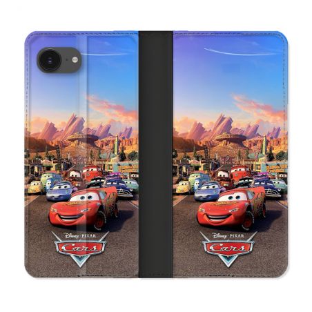 Housse Cuir Portefeuille Pour Iphone 16e Cars Affiche