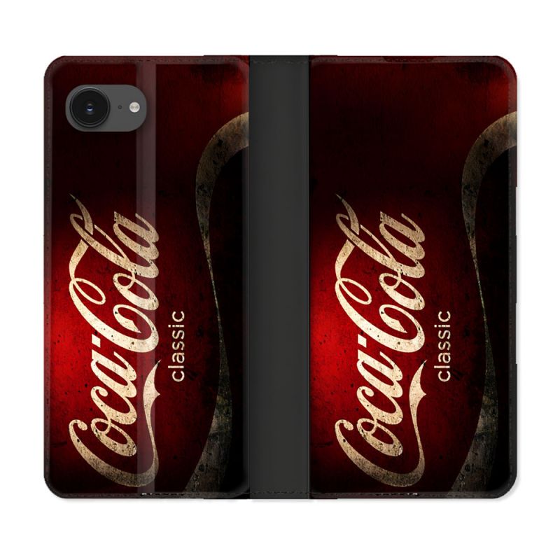 Housse Cuir Portefeuille Pour Iphone 16e Coca Cola Classique