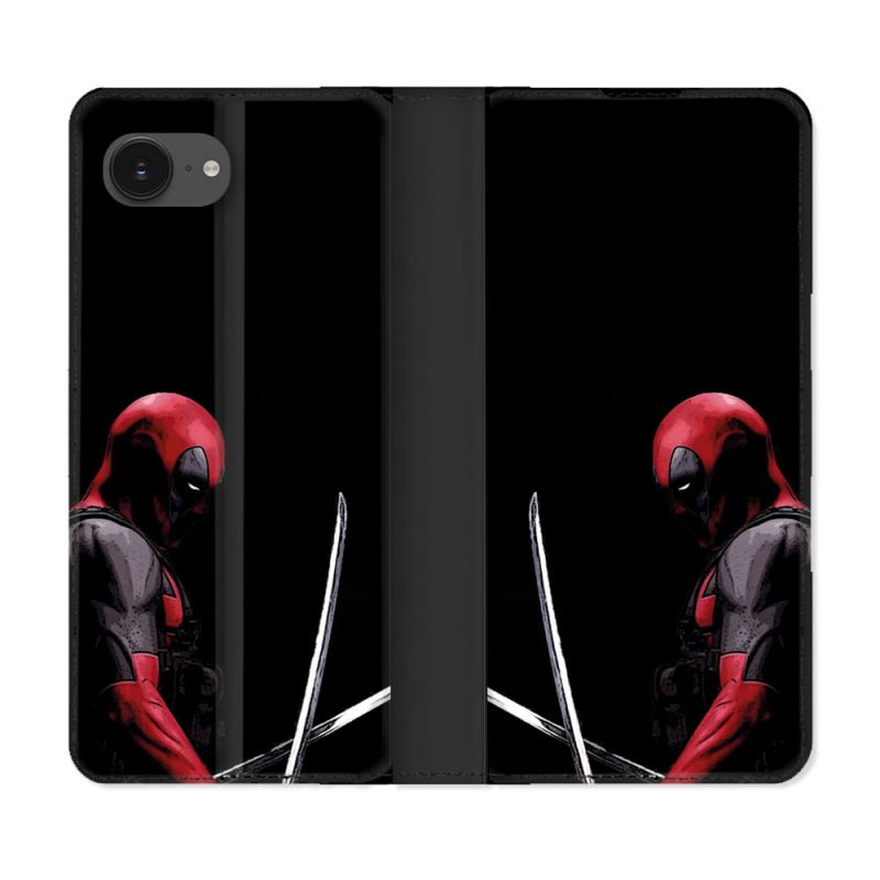 Housse Cuir Portefeuille Pour Iphone 16e Deadpool Epee