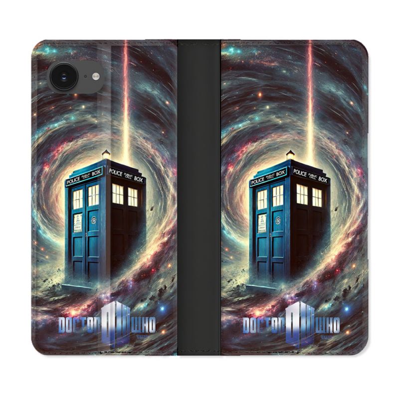 Housse Cuir Portefeuille Pour Iphone 16e Dr Who Tardis Univers