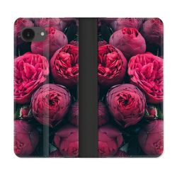 Housse Cuir Portefeuille Pour Iphone 16e Fleur Pivoine