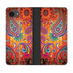 Housse Cuir Portefeuille Pour Iphone 16e Fleur Psychedelic
