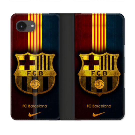 Housse Cuir Portefeuille Pour Iphone 16e Foot FC Barcelone Vintage