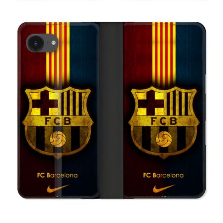Housse Cuir Portefeuille Pour Iphone 16e Foot FC Barcelone Vintage