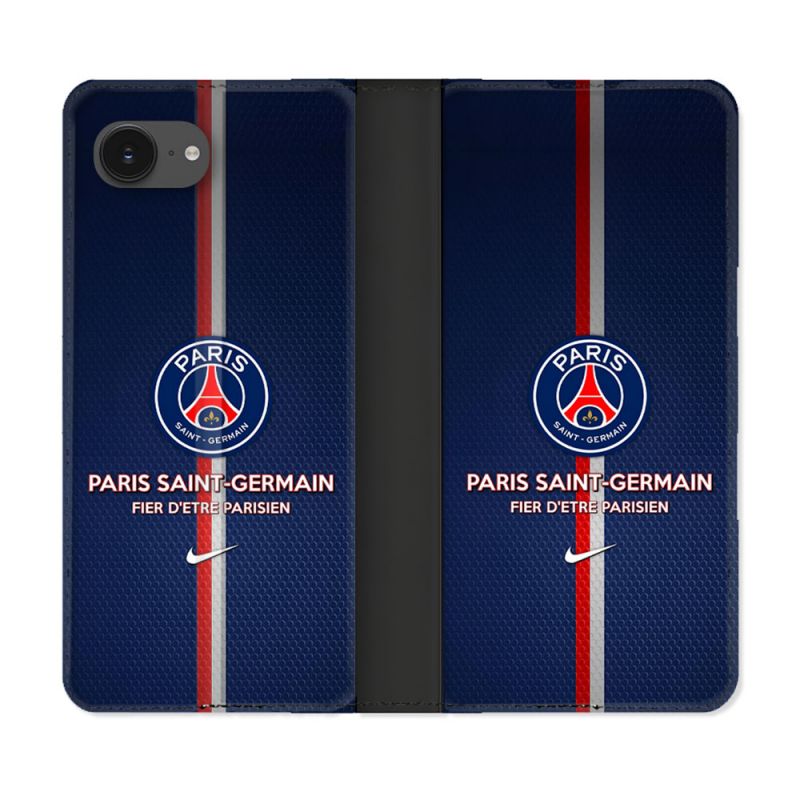Housse Cuir Portefeuille Pour Iphone 16e Foot PSG Fier