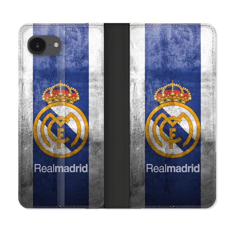 Housse Cuir Portefeuille Pour Iphone 16e Foot Real Madrid